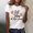 White, variant on Graphic Tennis Tees for Women T-Shirts T Women's Fall For Jesu He Never Leaves Autumn Vibe Printed T Shirt Comfort Top for Everyday Wear Black S