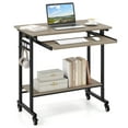 thumbnail image 1 of Costway Mobile Laptop Desk with Keyboard Tray, Lower Shelf, 3 Hooks, 4 Universal Wheels Gray, 1 of 10