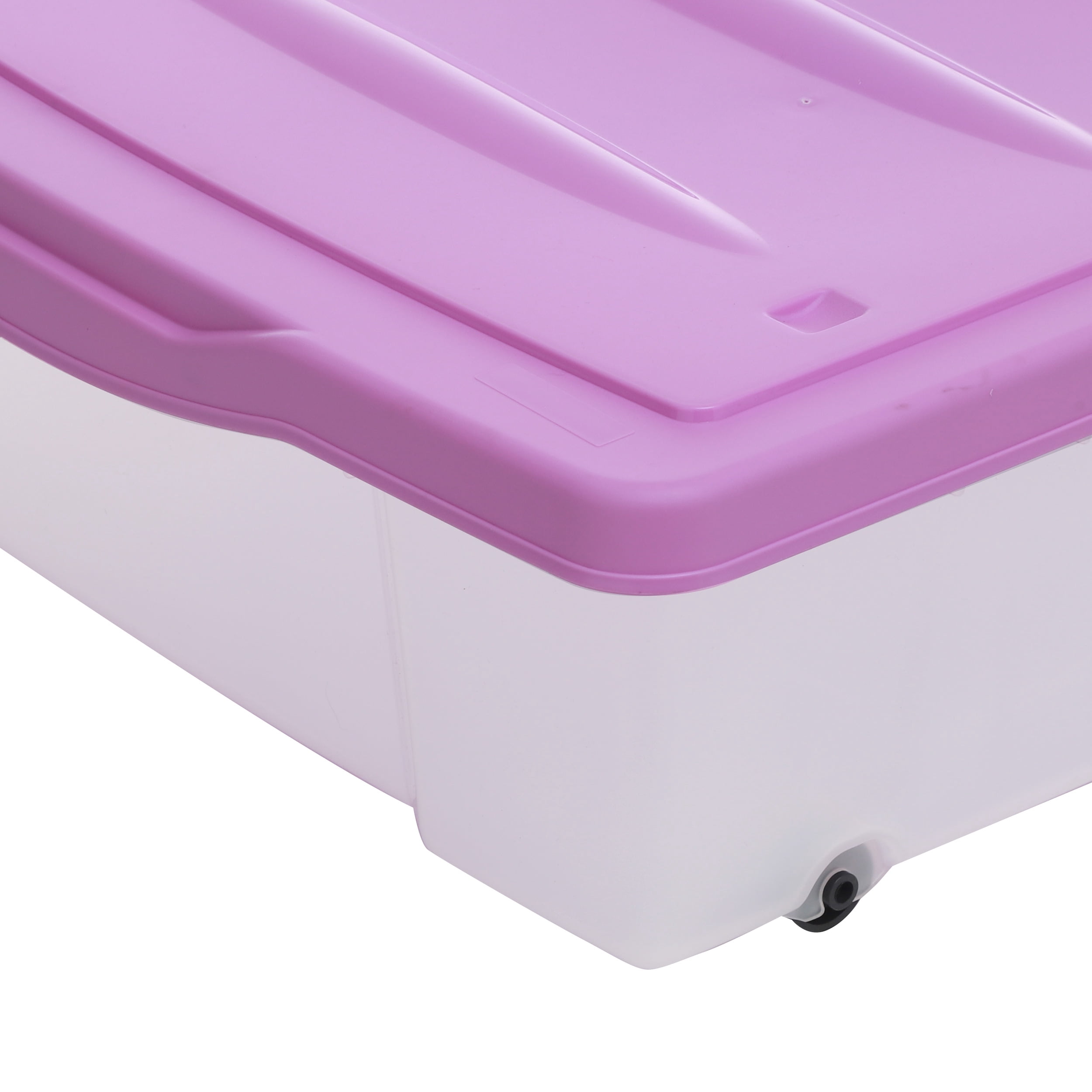 Mainstays 57 Quart Wheeled Underbed Plastic Storage, Violet Bloom