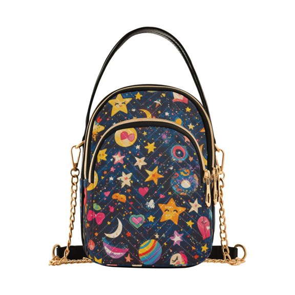 FORMRS Crossbody Bag for Women Quilted Travel Shoulder Cell Phone Purse with Chain Strap Handbag, Small Space Pattern