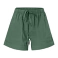 thumbnail image 6 of Womens Plus Size Shorts Casual Drawstring A Line Shorts Lightweight Spring Summer Linen Blend Pants Comfy Baech Trousers Olive Green M, 6 of 6