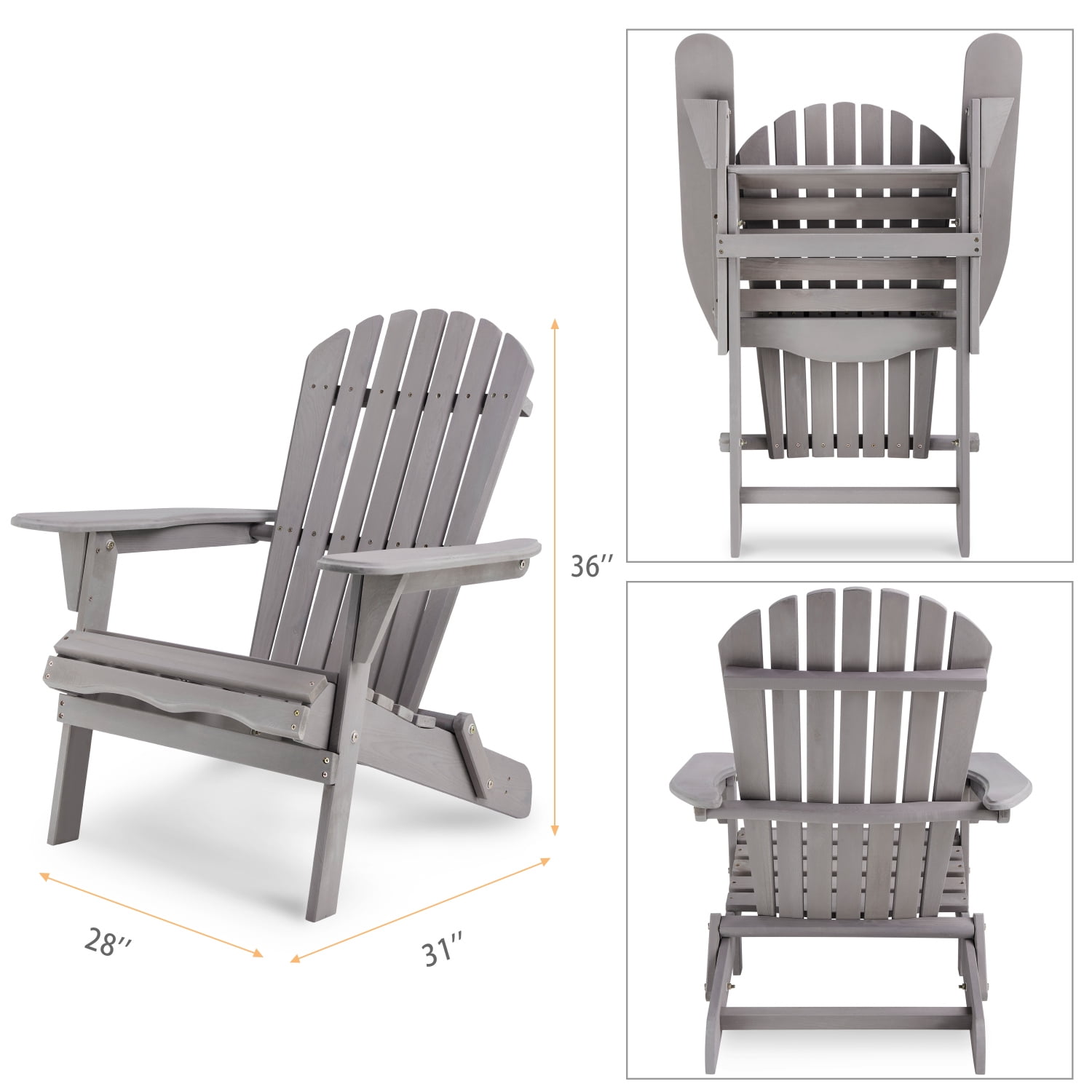 Solid Cedar Wood Adirondack Chair Set of 2, Perfect for Patio, Deck, & Lawn
