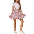 thumbnail image 2 of INSPIRE CHIC Women's Skirt Plaid Pleated Tartan Overall Elastic Waist Suspender Mini Skirt XS Pink White, 2 of 6