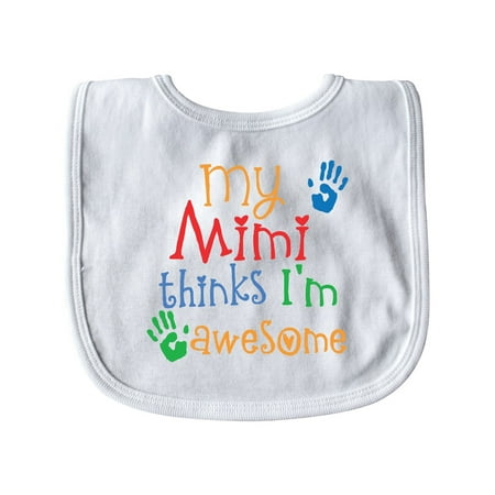 

Inktastic My Mimi Thinks Im Awesome Grandchild Outfit Gift Baby Boy or Baby Girl Bib