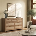 thumbnail image 4 of SICOTAS 56.88" Wide 7 Drawer Tall Dressers, Boho Dresser with Oversized Storage Space Rattan Dressers & Chests of Drawer Engineered Wooden Dressers for Bedroom,Reclaimed Caramel Oak, 4 of 8