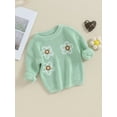 thumbnail image 3 of Bagilaanoe Toddler Baby Girl Knitted Sweater Long Sleeve Floral Pattern Pullover 3M 6M 9M 12M 18M 24M 3T Kids Warm Jumpers Tops Fall Loose Knitwear, 3 of 9