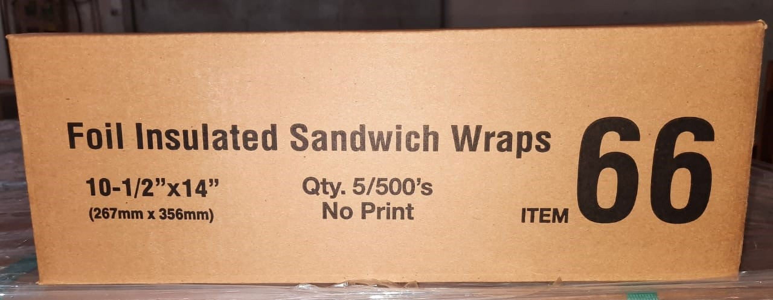 2,500 Insulated Cushion Foil Paper Sandwich Wrap 10-1/2" x 14", 5 bundles of 500 wraps each