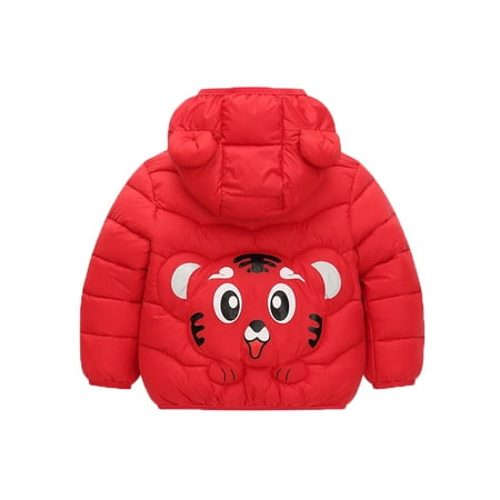 

TOWED22 Baby Fleece Jacket Toddler Baby Girls Hooded Cartoon Jacket Coat for Child Lightweight Sweatshirt Outwear Red