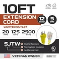 thumbnail image 2 of Iron Forge Cable 10 Ft Extension Cord - Nema 5-20 Extension Cord, 5-20P to 5-20R Lighted Yellow SJTW 12 Gauge Electric Cable, 20 Amp Heavy Duty, 2 of 5