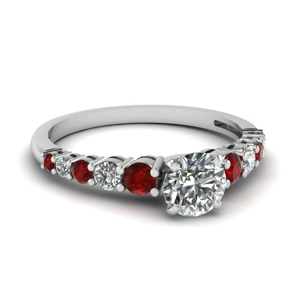 Fascinating Diamonds - 1 Carat Round Graduated And Ruby Accents
