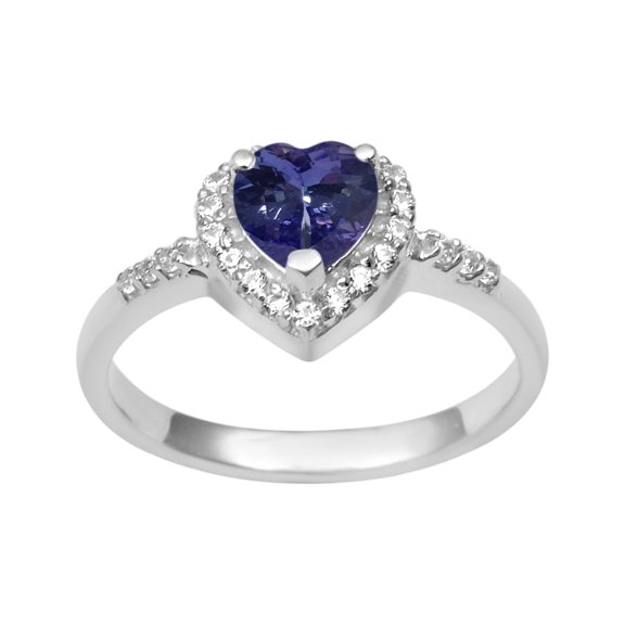 Mooneye 5 mm Heart Shape Tanzanite 925 Sterling Silver Solitaire Women Valentines Day Gifts Ring