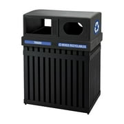 Commercial Zone ArchTec Series Parkview 2 Double Steel Recycling and Trash Center 50 Gal Black