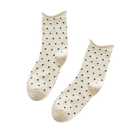 

JunDanmall Fashion Autumn Winter Women Polka Dot Breathable Middle Tube Pile Heap Socks