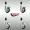 thumbnail image 2 of 4 Inch 316SS Thermoplastic Rubber Swivel 1-5/8 Inch Stem Caster Set 2 Lock Brake, 2 of 2