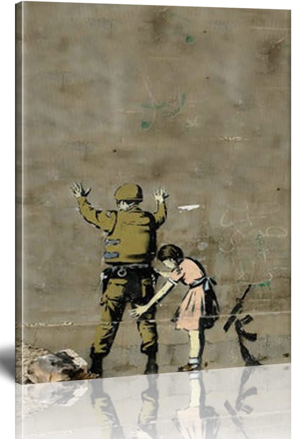 Banksy Canvas Wall Art Behind the Curtain Street Graffiti Large Canvas  Prints for Living Room Bedroom Home Decorations Modern Stretched Framed  Artwork 16x12 inch / 40x30 cm 