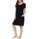 thumbnail image 4 of Vestido de salón para mujeres Inspire Chic, camisones de noche, pijamas de color sólido, camisones de cuello redondo, color negro, 4 of 5