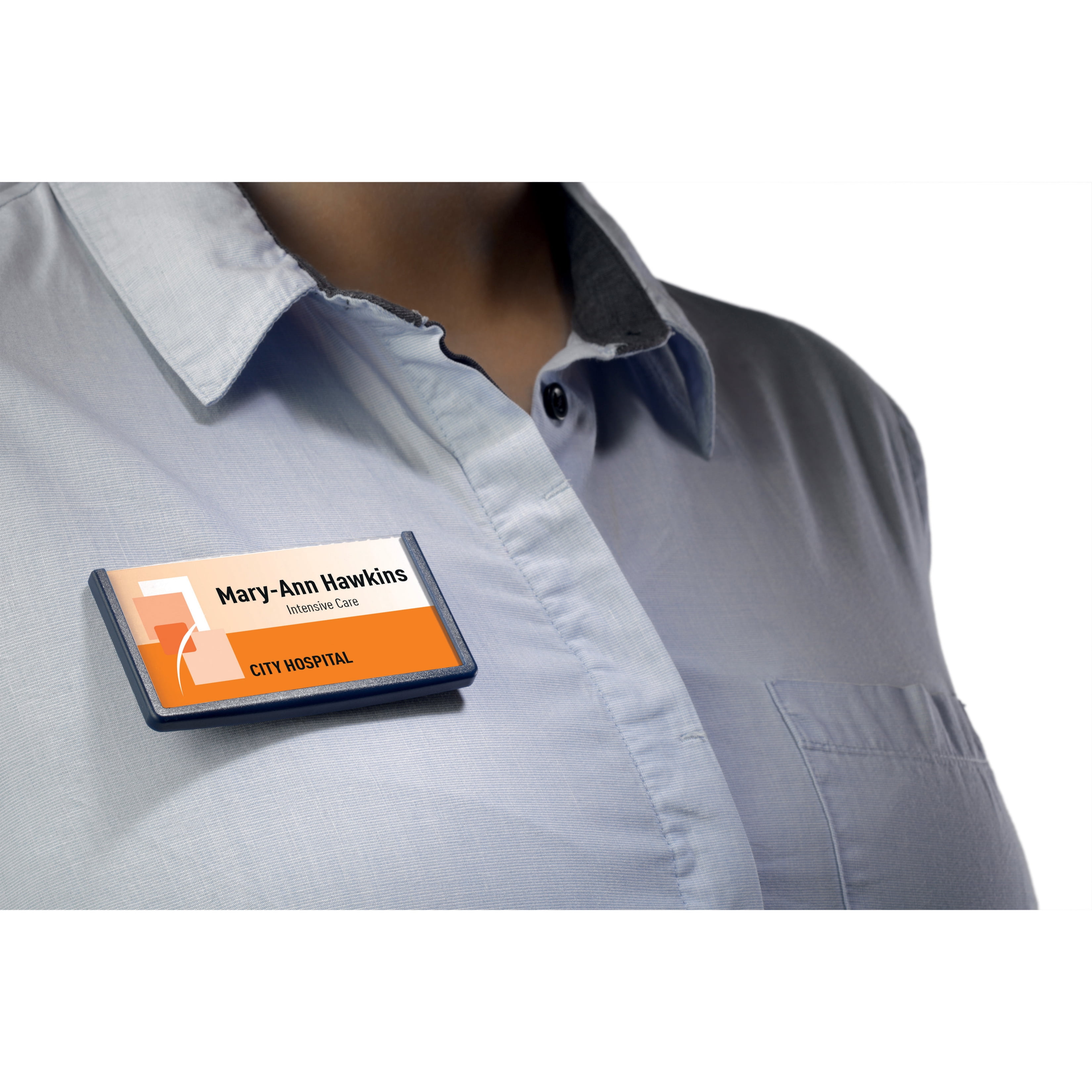DURABLE Framed Magnetic Name Badge Holder, Medium 1-1/8" x 2-1/4" , Dark Blue, Pack of 25 (850207)