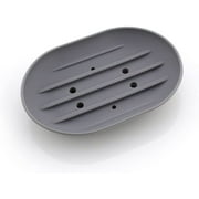 Porte-savon porte-savon anti-dérapant en silicone gris (2 pcs)