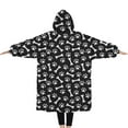 thumbnail image 2 of Oversized Wearable Blanket Hoodie,Black Dog Paw Footprint Bone Sherpa Blanket Hoodie with Super Pockets,Super Warm Fuzzy Pullover for Women & Men, 2 of 6