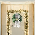 thumbnail image 4 of Christmas Winter Indoor Outdoor Front Door Artificial Lighting Pine Sliver Balls Wreath with Bow 15.7", 4 of 4