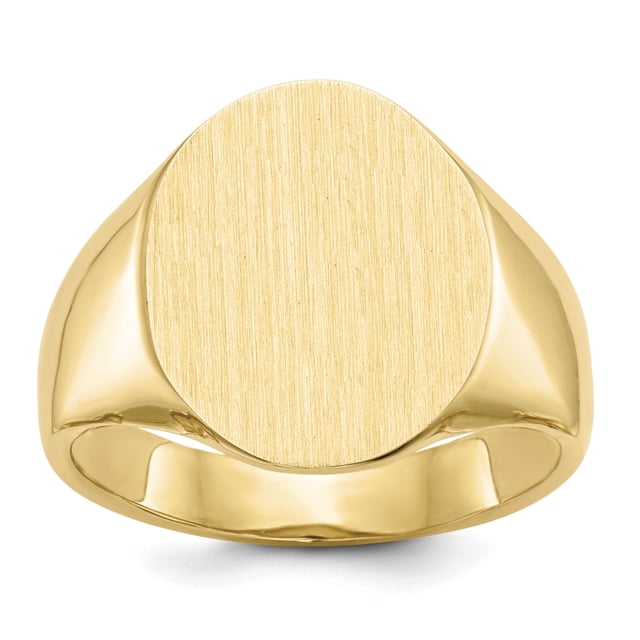 14k Yellow Gold 16.0x14.0mm Mens Signet Ring Man For Dad Mens For Him
