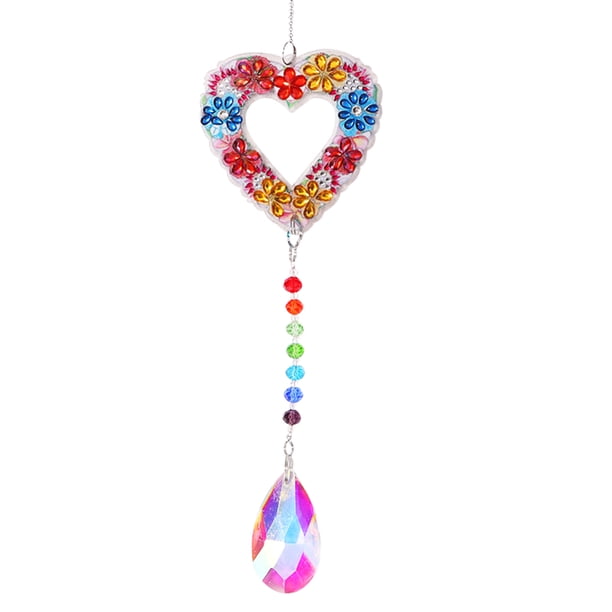 Cuadros Decorativos DIY 5D Diamond Painting Rainbow Maker Wind Chime Light Catcher (Corazón) Likrtyny embutido en tela