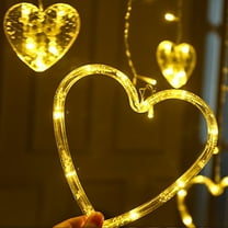 Konghyp 110V Heart Shape Curtain Light – LED String Lights for Home Decor, Indoor Christmas Lights, Romantic Heart LED Light, Holiday Window String Lights, Decorative Fairy Lights