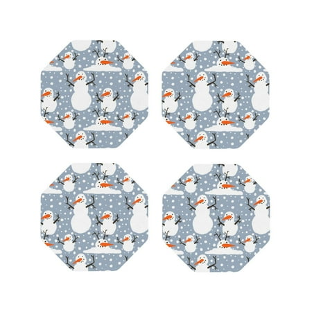 

Tideii Happy Snowmen Snowfall for Leather Coasters 4 Pieces Anti-fouling and Anti-scalding Decorative Coasters Suitable for Restaurants Kitchens Coffee Shops-Octagon