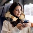 thumbnail image 6 of Travel Pillow Memory Foam, Head Neck Support Airplane Pillow For Traveling, Car, Home, Travel Neck Flight Pillow 12 Inches Sandybrown Buffalo Plaid Check Tartan Scotland_4, 6 of 7