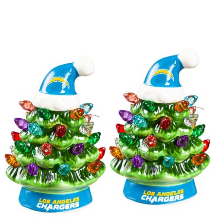 Los Angeles Chargers 2-Pack 4 Ceramic LED Christmas Tree Set