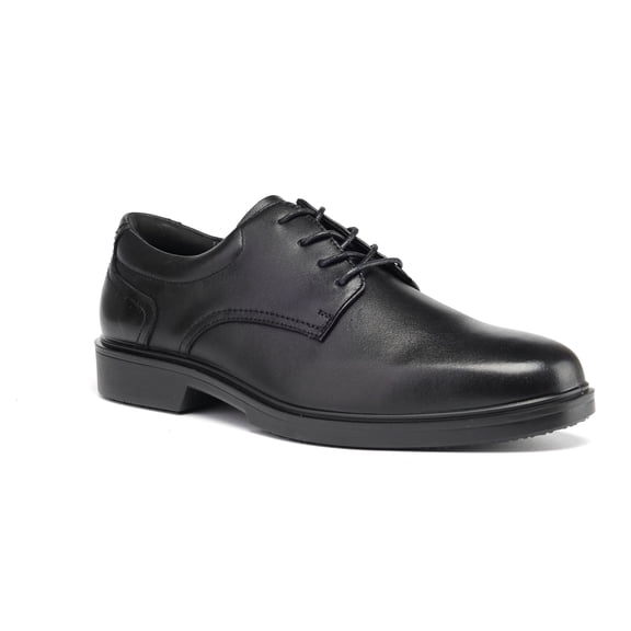 HANDMEN Men's Full Grain Leather Oxford Work Dress Shoes - Classic Black Anti-Puncture Business Shoes RV2103,9.5