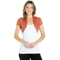 thumbnail image 2 of Fashion Secrets Women's Short Sleeves Sheer Chiffon Bolero Shrug Short Cardigan (Small, Orange), 2 of 7