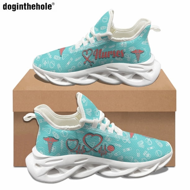 Zapatillas de deporte planas informales de verano para mujer con equipo médico Caduceus, cómodas y transpirables, con suela vulcanizada para correr