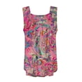 thumbnail image 3 of Floral Print Square Neck Sleeveless Tank Top for Women - Casual Summer Blouse Pink S, 3 of 4