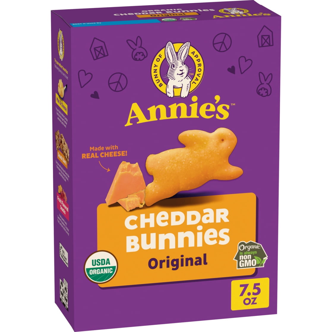 (12 pack) Annie's Organic Cheddar Bunnies Baked Snack Crackers, Original, 7.5 oz