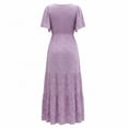 thumbnail image 6 of Xaqiouau Womens Boho Floral Maxi Dress Short Sleeve Casual Summer Long Dress Crew Neck Flowy A Line Beach Vacation Dress, 6 of 7