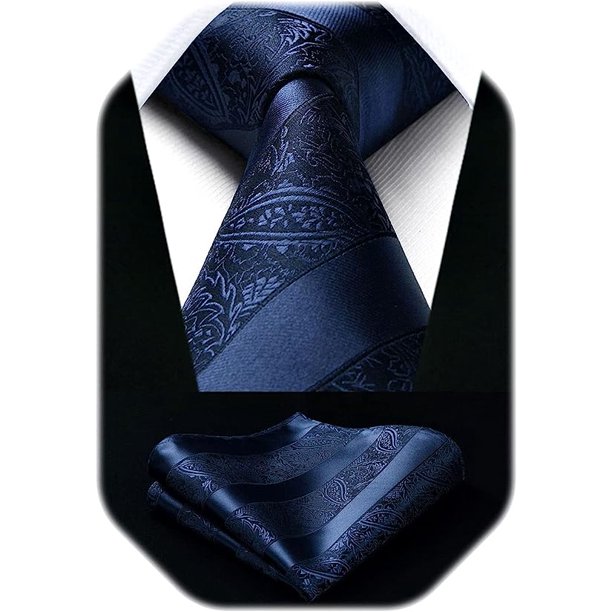 HISDERN Paisley Ties for Men Solid Tie Handkerchief Floral Men's