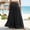 Black, variant on IUYRTFE Women Cotton Linen Maxi Skirt Solid Color High Waist Flowy Long Beach Skirt