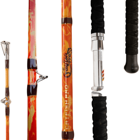 Catfish Pro Orange Dragon Fire Catfish Casting Rod 7 6 One-Piece Medium Action Glow-in-the-Dark Fishing Rod S-Glass/E-Glass/Carbon Graphite Blank