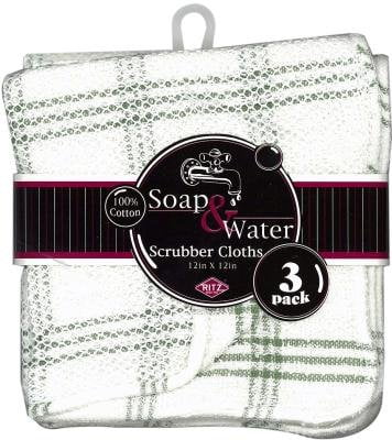 Ritz Soap & Water Scrubber Cloths Fern (Pack of 3)