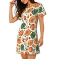 thumbnail image 2 of Balery Autumn Pumpkins Pattern Womens Short Sleeve Sleepshirt Scoopneck Cute Nightdress Comfy Nightgown Loungewear Dress, 2 of 6