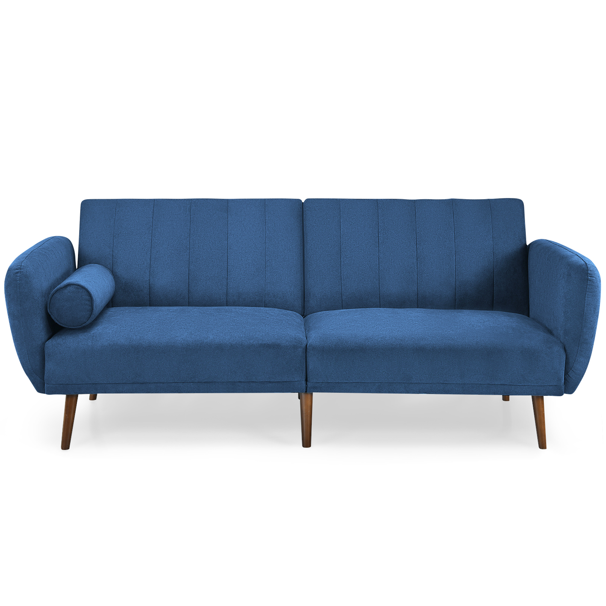 Gymax Modern Sofa Bed Convertible Futon Sofa w/ 3-Level Adjustable Angle Function Navy