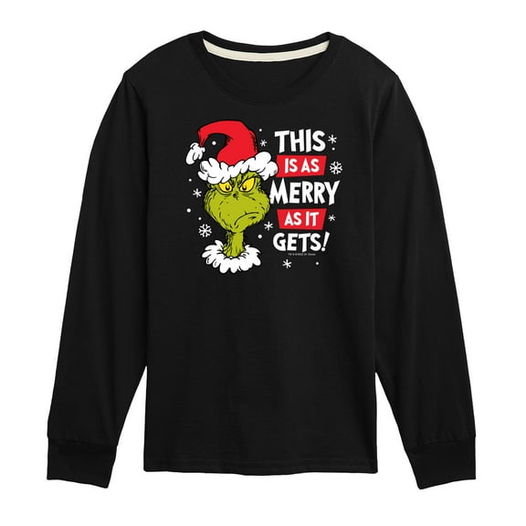 Dr. Seuss The Grinch - Christmas - As Merry As It Gets - Toddler & Youth Long Sleeve Graphic T-Shirt