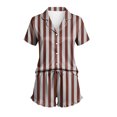 thumbnail image 5 of Binmer Women's Striped Short Sleeve Button Top and Ruffle Hem Shorts Pajama Set ,Silky Smooth Loungewear Sleepwear ,L, 5 of 8