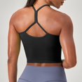 thumbnail image 6 of Ticikt Seamless Sweetheart Neck Ribbed Racerback Crop Tank Top for Women Built-In Bra Support Comfortable Activewear,Color:Black, 6 of 6