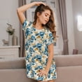 thumbnail image 3 of Pofeuu Vintage Blue Flowers Print Women's Loose Fit Short Sleeve Nightgown, Comfortable Sleep Dress for Women, Casual Lounge Sleepwear, Soft Cotton Sleep Dress, 3 of 6