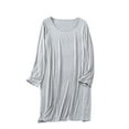 thumbnail image 2 of Naittoop Women Long Sleeve Soft Sleepshirts Crewneck Comfort Nightdress Mid Length Sleepwear Solid Cozy Nightgowns, 2 of 5
