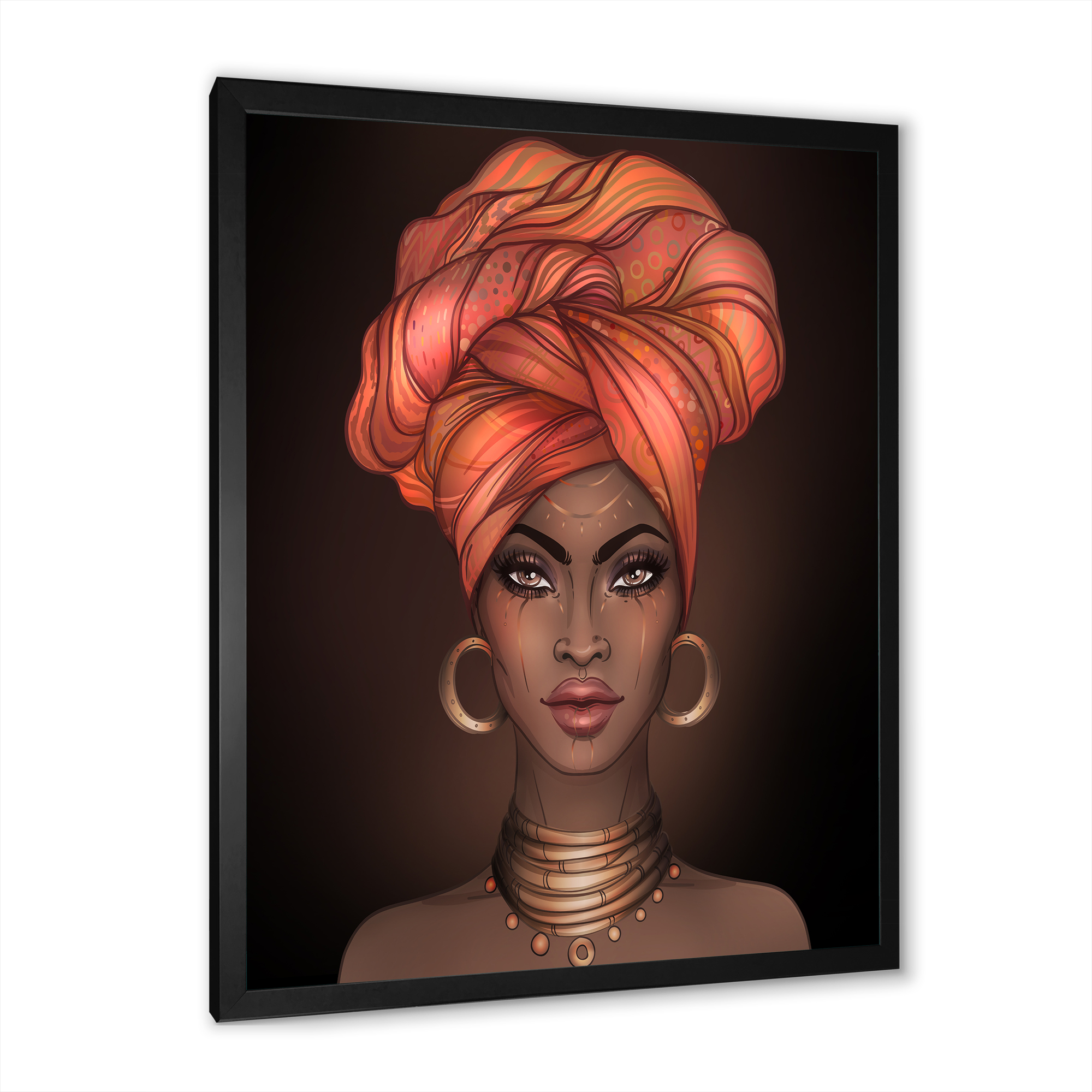 Designart 'African American Woman Portrait with Turban V' Modern Framed Art Print