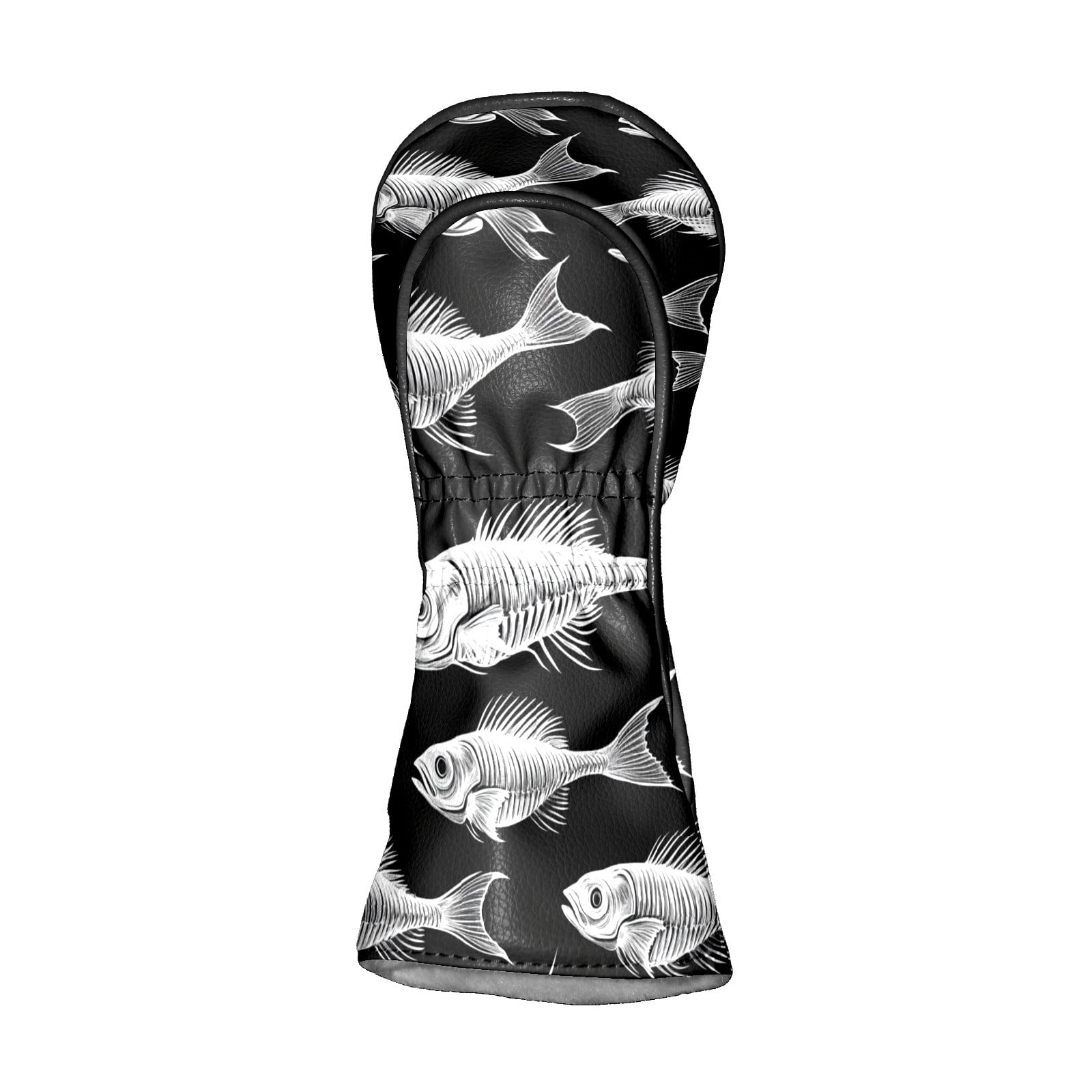 Golf Club Covers PU Leather Waterproof Head Covers for Fairway Woods Hybrids White Fishbone Pattern Unisex Fits Most Brands