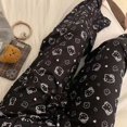 thumbnail image 2 of Pantalones casuales negros de Hello Kitty para mujer, de verano, con cintura elástica, con estampado de chica picante, adelgazantes y bonitos, para estar en casa, pantalones de piso, 2 of 4
